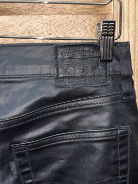 Levi's Premium 724 High Rise Straight Faux Leather Pants Black 27